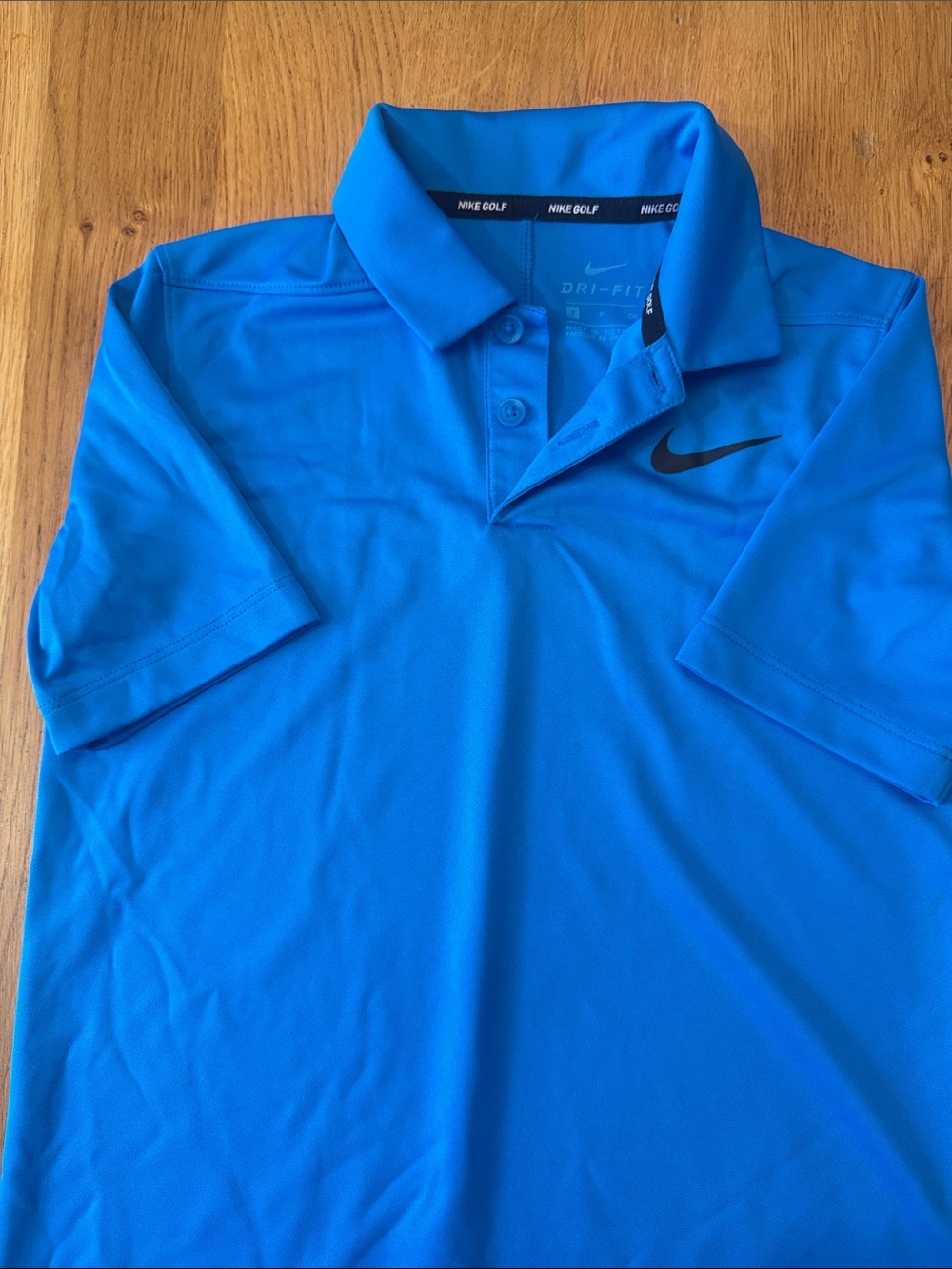Nike Boy’s Bright Blue Dri-FIT Polo with Black Swoosh